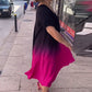 Casual pleated ombre dress