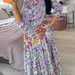 🔥BUY 2 GET 10% OFF💃Casual floral print V-neck waist wrap long dress