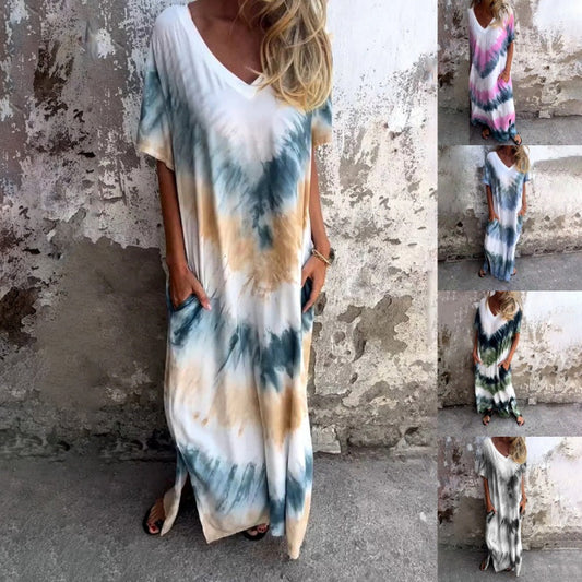 🔥BUY 2 GET 10% OFF💝Casual Loose Printed V-Neck Long Dress