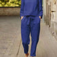 Solid Colour Casual Long-sleeved Cotton Blend Suit