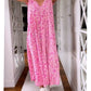 V-neck printed short-sleeved long dress