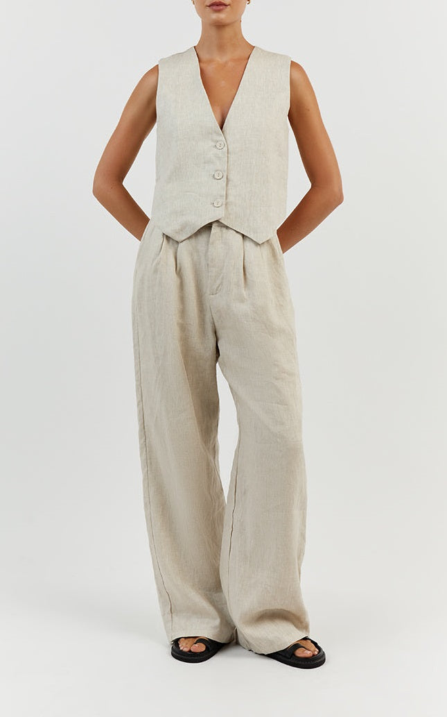 Linen-cotton women's large size loose pants