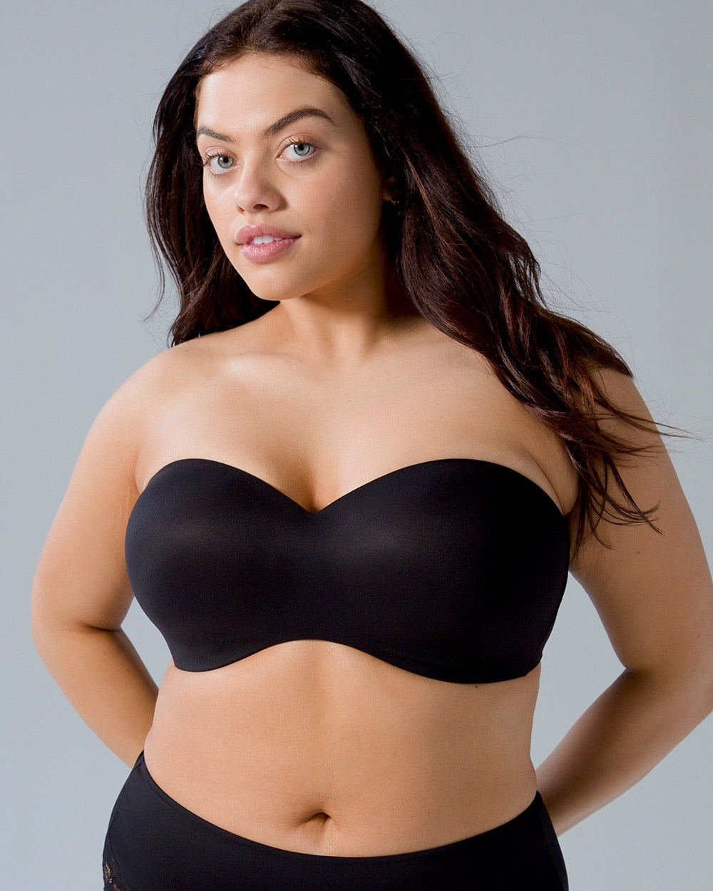 WOMEN'S PLUS SIZE BANDEAU WIRE FREE SHIRRED CENTER TUBE BRAS